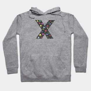 X letter with colorful paw print Hoodie